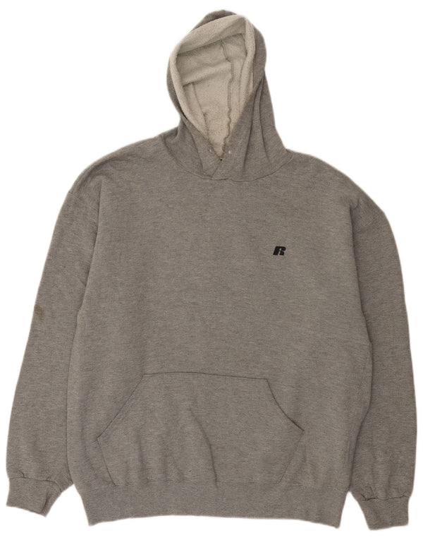 Russell Athletic Mens Hoodie Jumper Large Grey Cotton