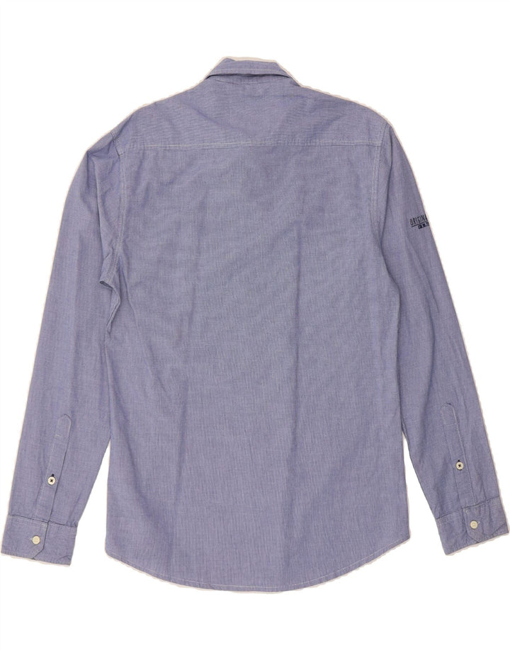 JACK & JONES Mens Graphic Shirt Medium Blue Houndstooth Cotton Vintage Jack & Jones and Second-Hand Jack & Jones from Messina Hembry 