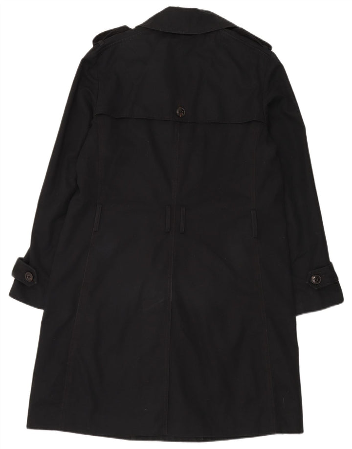 Gap Womens Double Breasted Trench Coat UK 14 Medium Black Cotton