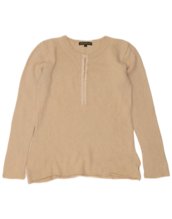 Eddie Bauer Γυναικείο πουλόβερ με λαιμόκαυστο UK 14 Large Off White Viscose