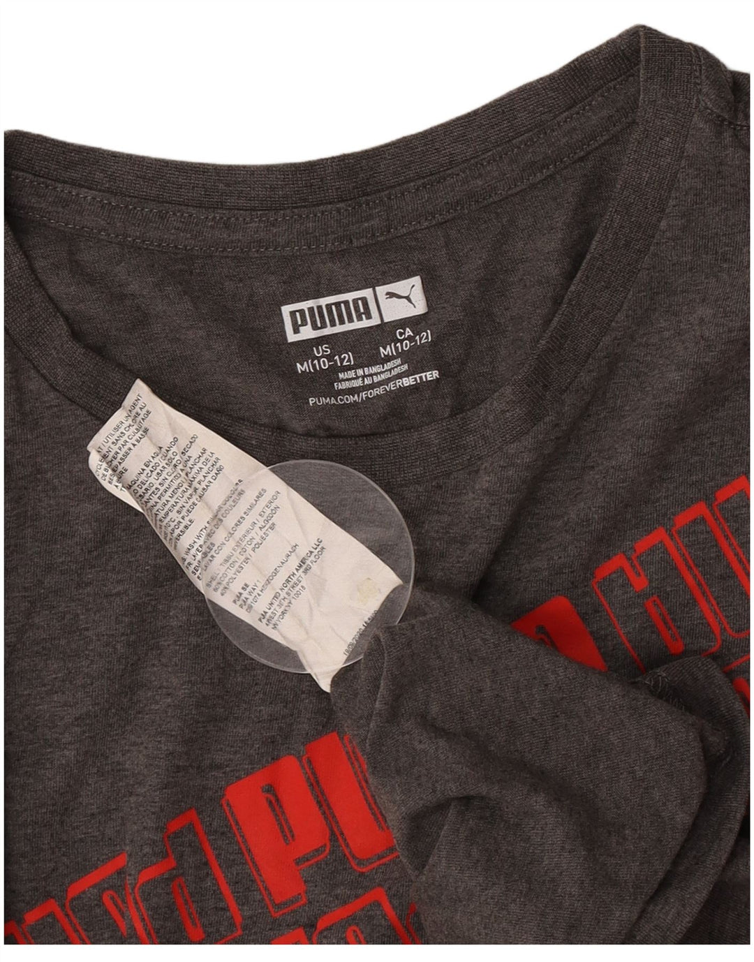 Puma Boys Graphic T-Shirt Top 10-11 Years Medium Grey Cotton