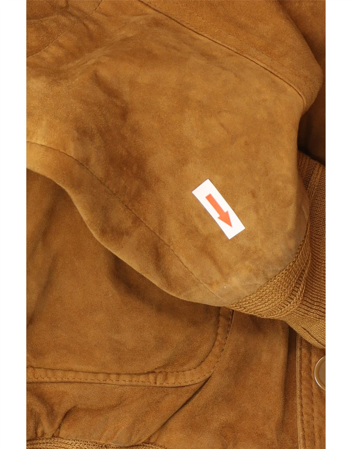 Conbipel Mens Suede Bomber Jacket UK 42 XL Brown Leather