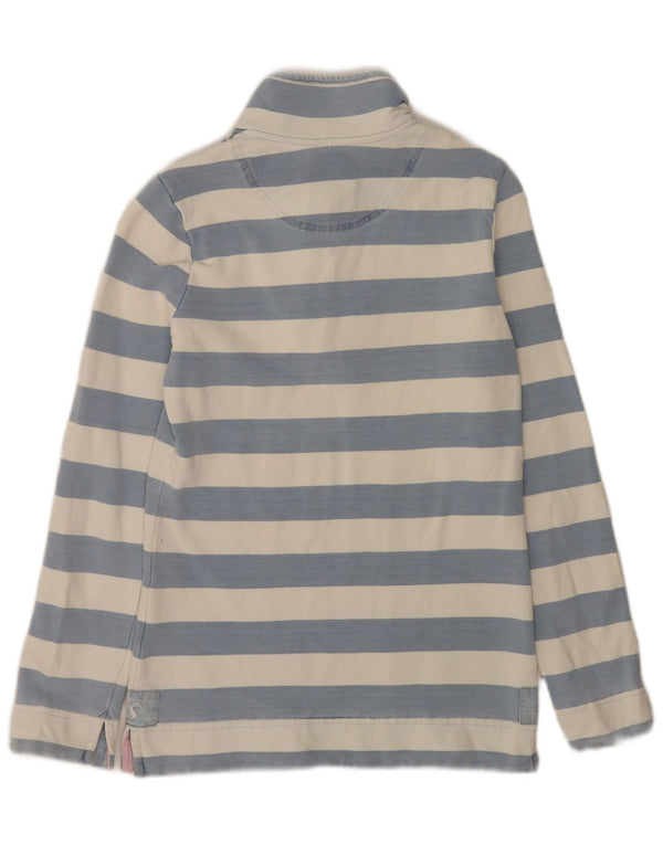 Felpa Joules da donna con collo con zip, maglione UK 6 XS, cotone a righe blu