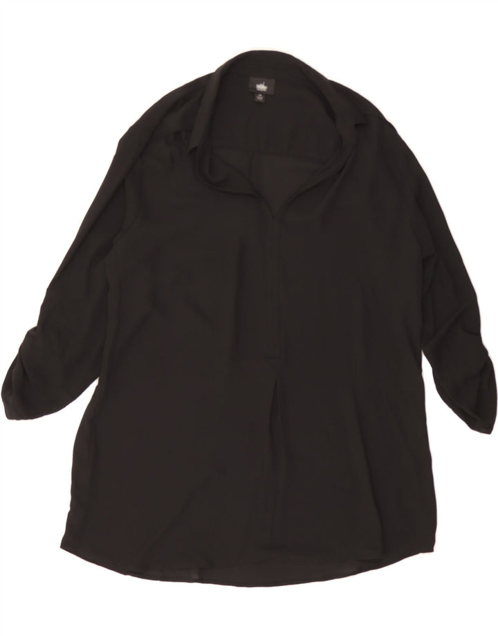 MOSSIMO Womens 3/4 Sleeve Blouse Top UK 16 Large Black Polyester Vintage Mossimo and Second-Hand Mossimo from Messina Hembry 