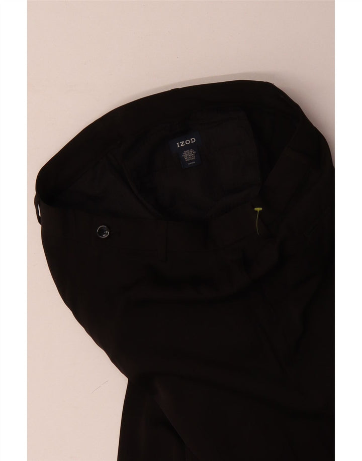 Izod Mens Straight Chino Trousers W34 L29 Black Polyester