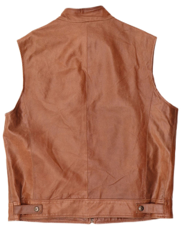Gilet in pelle da uomo Green Leaves IT 54 2XL Marrone