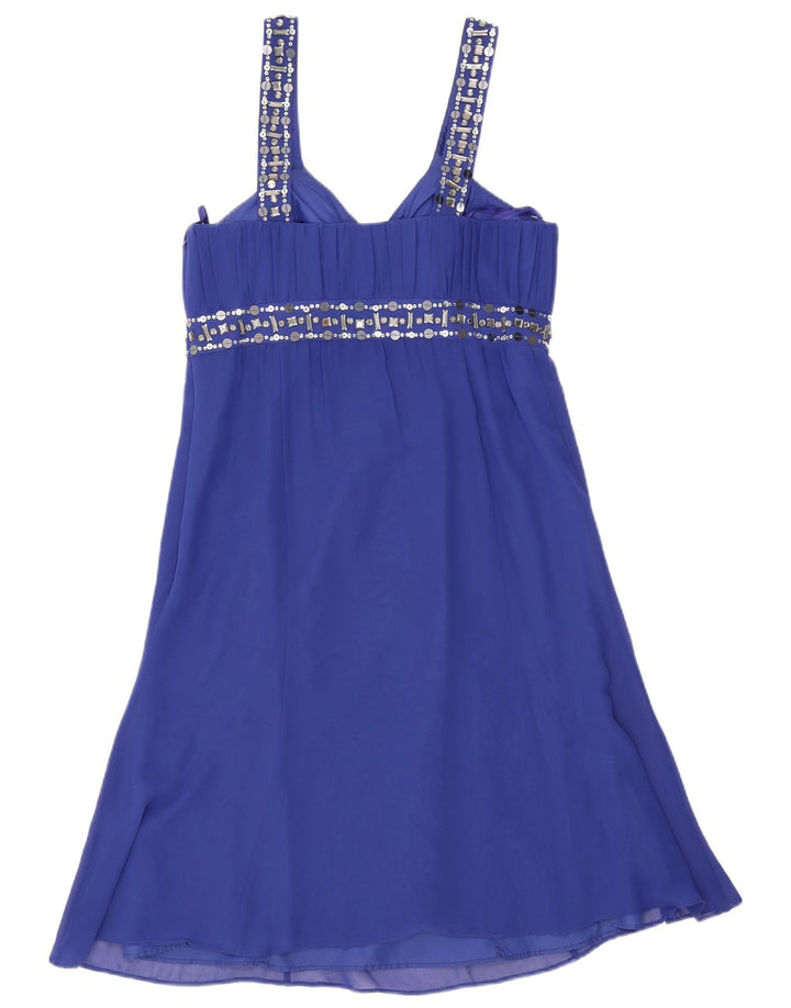 DEBUT Womens Sleeveless A-Line Dress UK 12 Medium Navy Blue Polyester