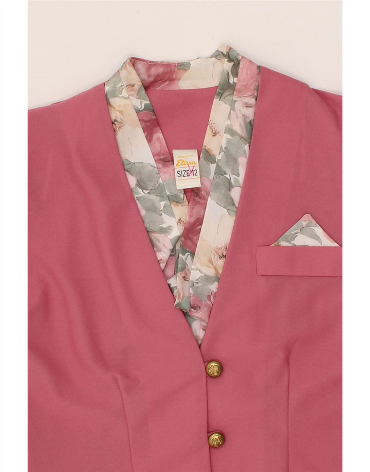 ETAM Womens 4 Button Short Sleeve Blazer Jacket UK 12 Medium  Pink Vintage Etam and Second-Hand Etam from Messina Hembry 