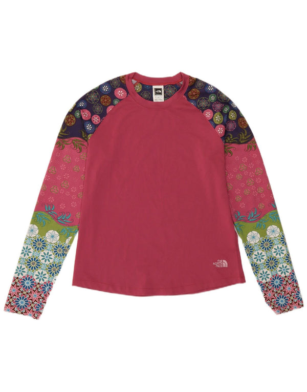 The North Face Maglietta grafica da donna a maniche lunghe UK 14 Grande rosa floreale