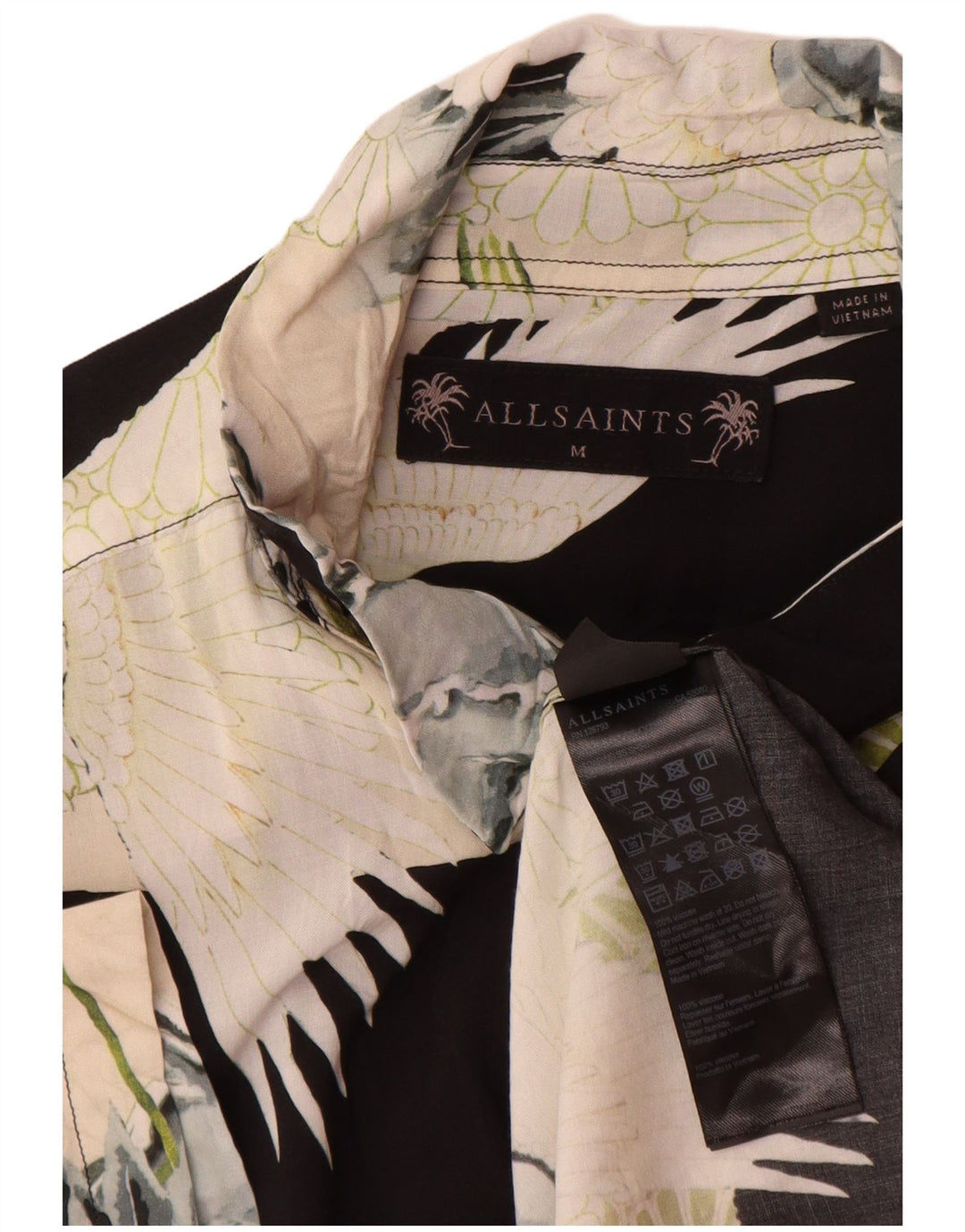 Camicia a maniche corte da uomo con motivo astratto All Saints Viscosa nera media