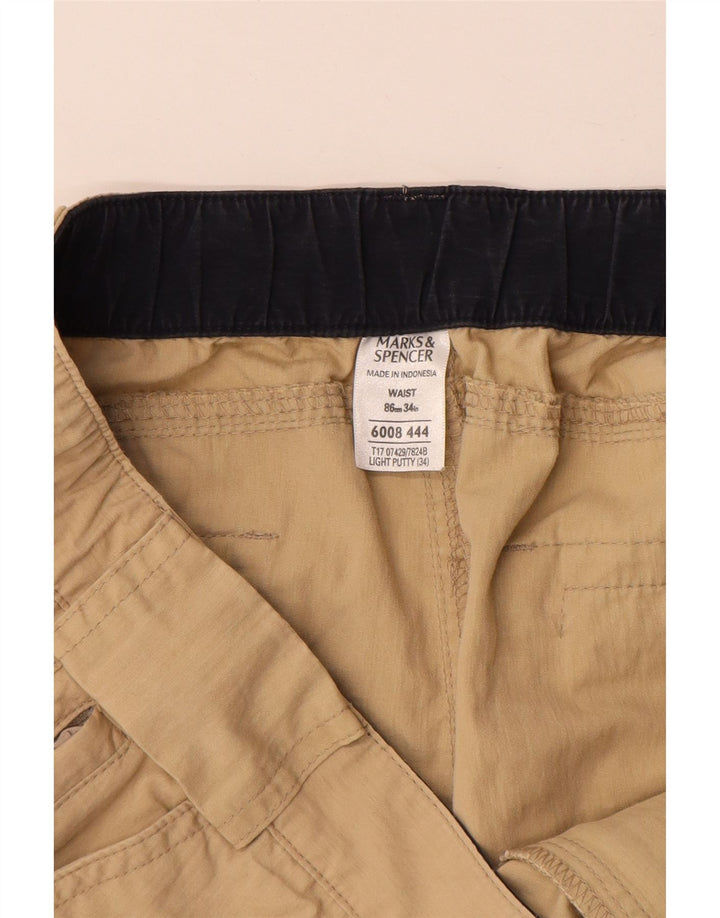 MARKS & SPENCER Pantaloncini cargo da uomo W34 grandi in cotone beige
