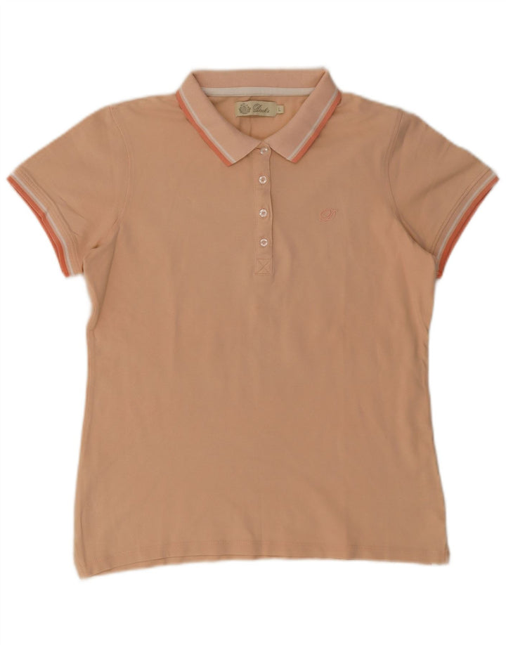Dack's Womens Polo Shirt UK 14 Large Orange Cotton
