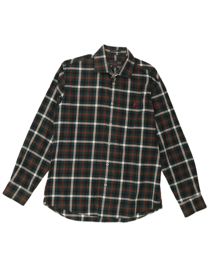 Marlboro Classics Mens Checked  Shirt Large Green Check Cotton