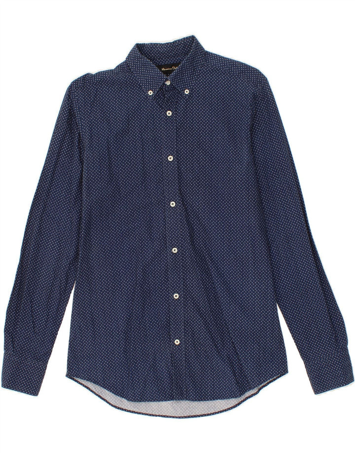 MASSIMO DUTTI Mens Shirt Small Navy Blue Spotted Vintage Massimo Dutti and Second-Hand Massimo Dutti from Messina Hembry 