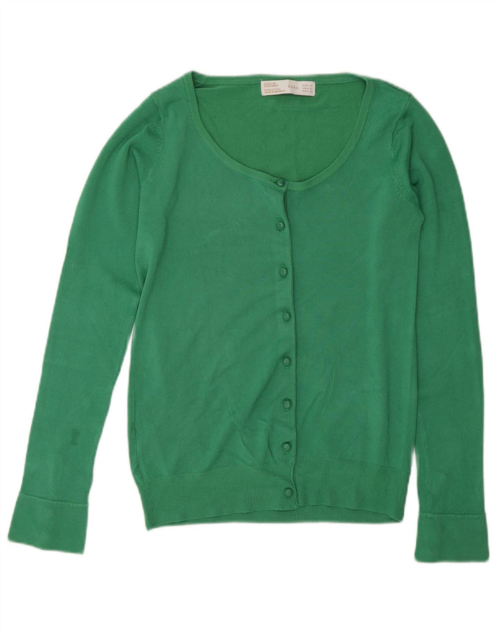 Zara Womens Cardigan Sweater UK 12 Medium Green Rayon