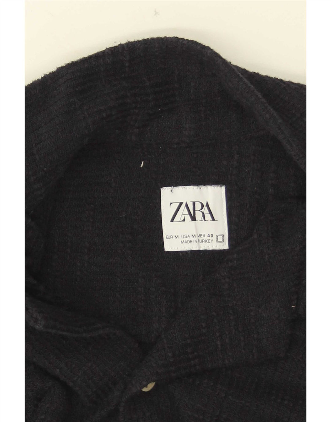 Zara Womens Short Sleeve Shirt Medium Navy Blue