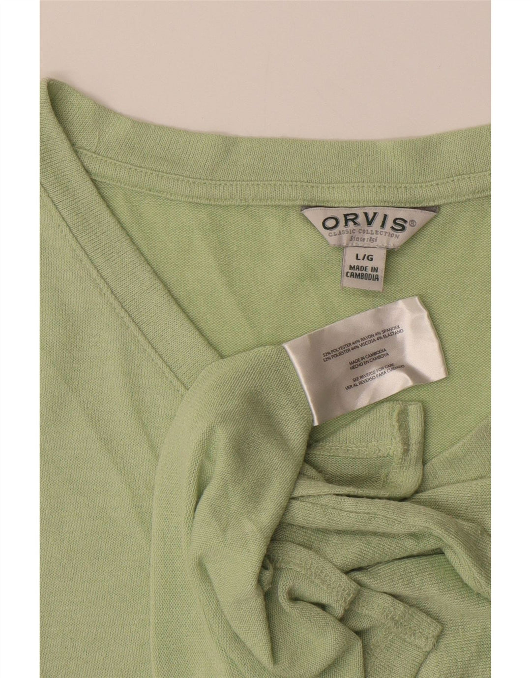ORVIS Womens T-Shirt Top UK 16 Large Green Polyester Vintage Orvis and Second-Hand Orvis from Messina Hembry 