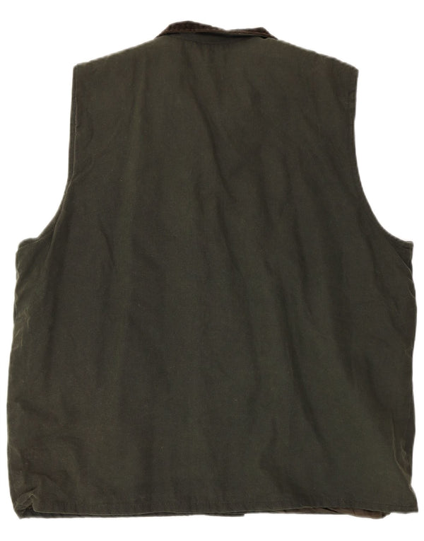 Walker and Hawkes Herre vokset bomuld Gilet UK 42 XL Khaki Colourblock