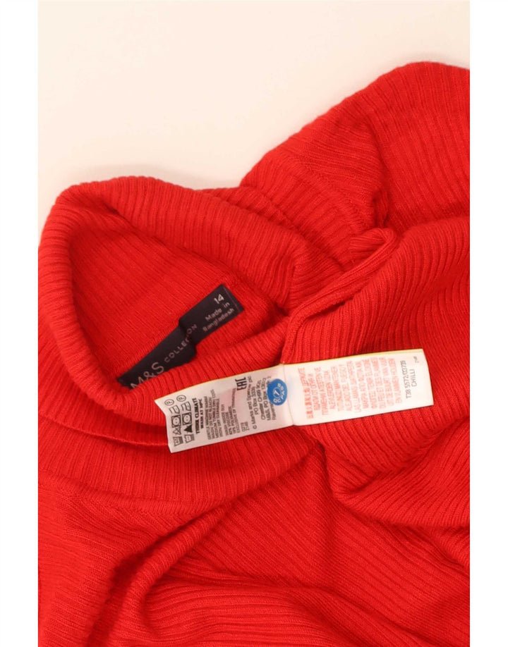 Marks & Spencer Damski sweter z golfem UK 14, średni czerwony, wiskoza
