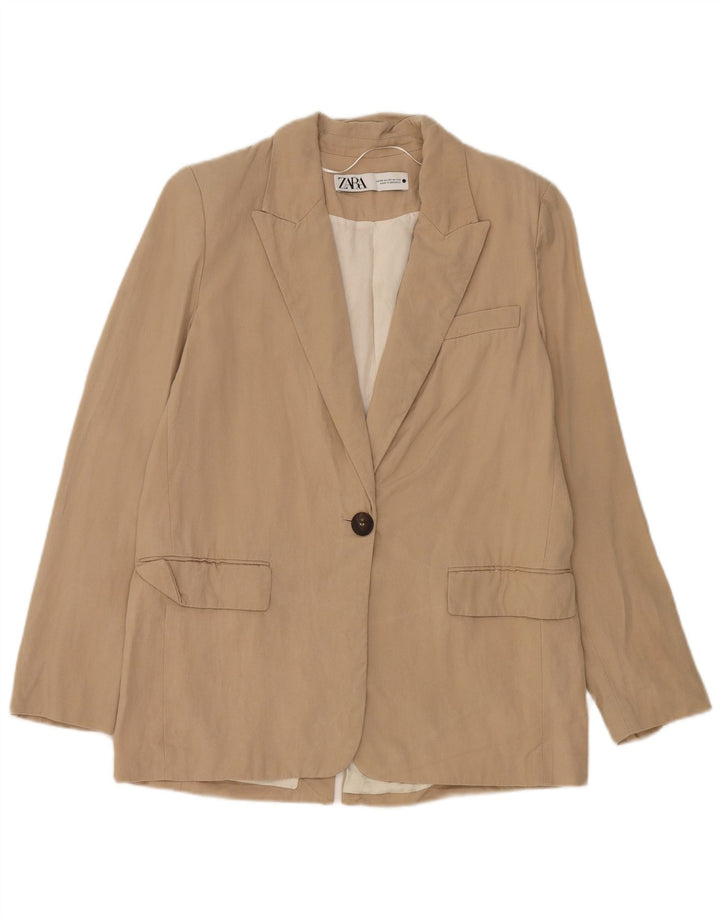 Giacca blazer a 1 bottone da donna Zara UK 6 XS Beige Lyocell