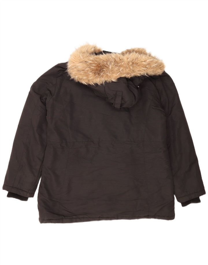 Superdry Oversized Parkajakke med hætte til kvinder DK 16 Stor sort nylon