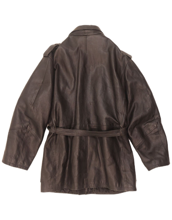 Vintage Herre Military Læderjakke IT 50 Large Sort
