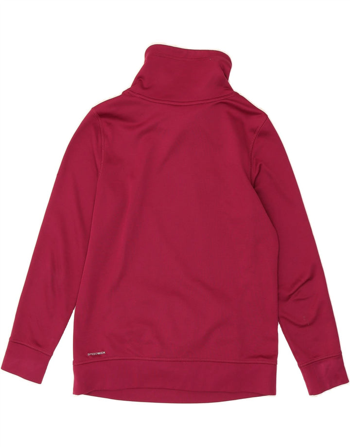 REEBOK Womens Graphic Sweatshirt Jumper UK 12/14 Medium Burgundy Polyester Vintage Reebok and Second-Hand Reebok from Messina Hembry 