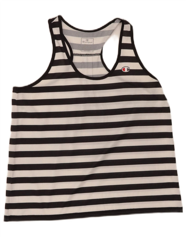 CHAMPION Womens Vest Top UK 10 Small Black Striped