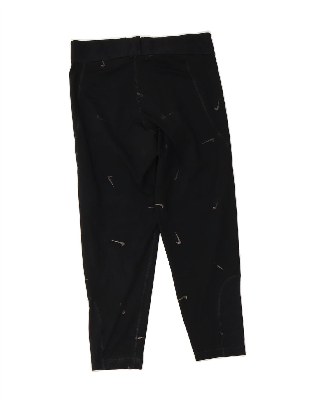 NIKE Womens Graphic Capri Leggings UK 14 Large  Black Polyester Vintage Nike and Second-Hand Nike from Messina Hembry 