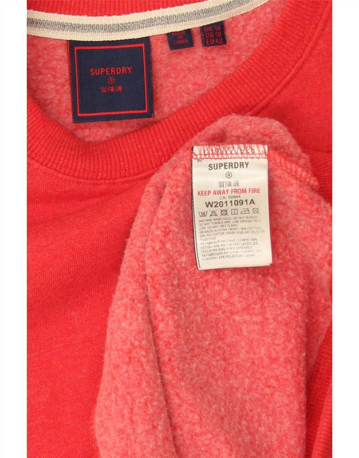 Superdry Womens Oversized Sweatshirt Jumper UK 14 Large Red Cotton