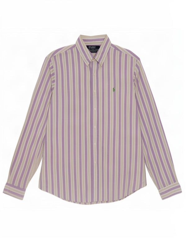 Polo Ralph Lauren Mens Custom Fit Shirt Size 42 16 1/2 Large Purple Striped