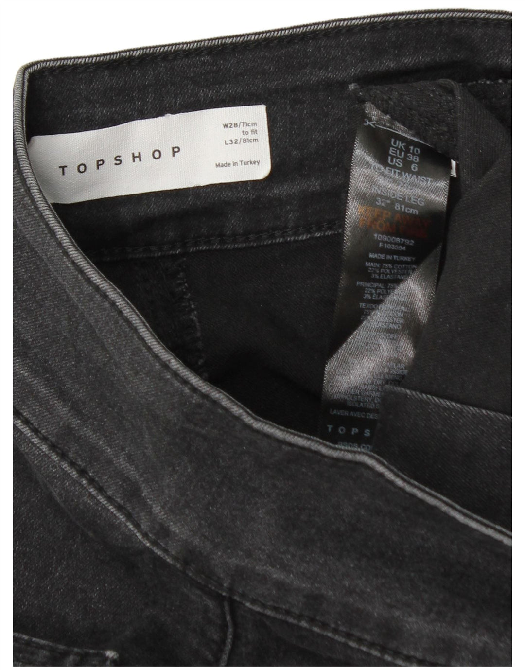 Topshop Womens Flared Jeans W28 L32 Grey Cotton