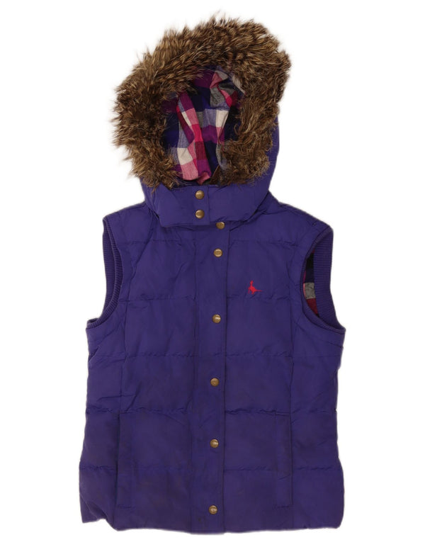 Jack Wills Dame Hætte Polstret Gilet UK 8 Lille Lilla