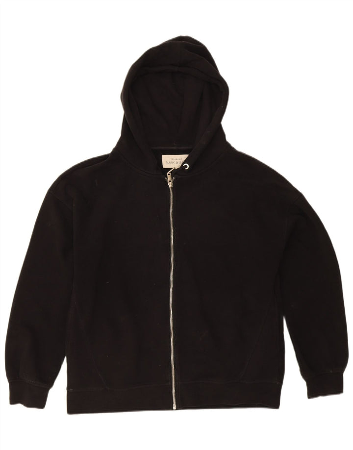Essentials Womens Zip Hoodie Sweater UK 14 Medium Black Cotton
