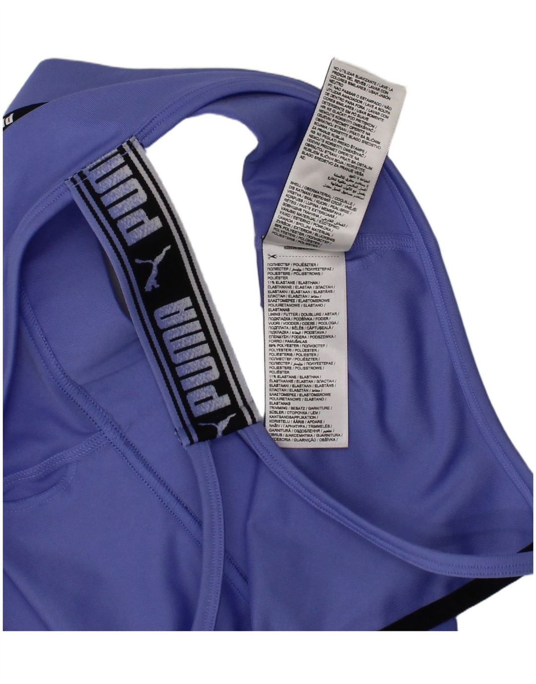 Puma Womens Graphic Sport Bra Top Medium Blue Polyester Sports