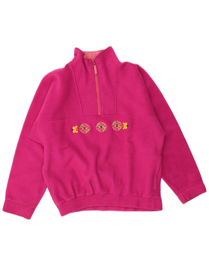 Tecnica Mens Graphic Zip Neck Fleece Jumper Large Pink Polyester