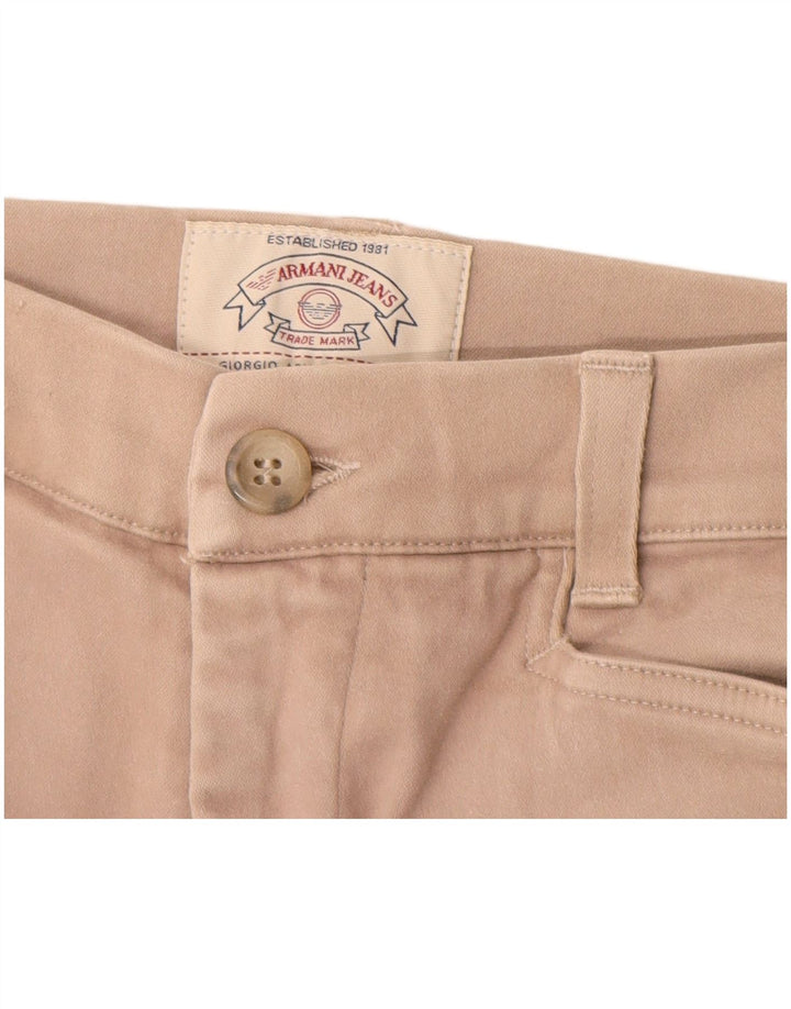 Armani Womens Straight Casual Trousers IT 48 Medium W32 L32 Beige Cotton