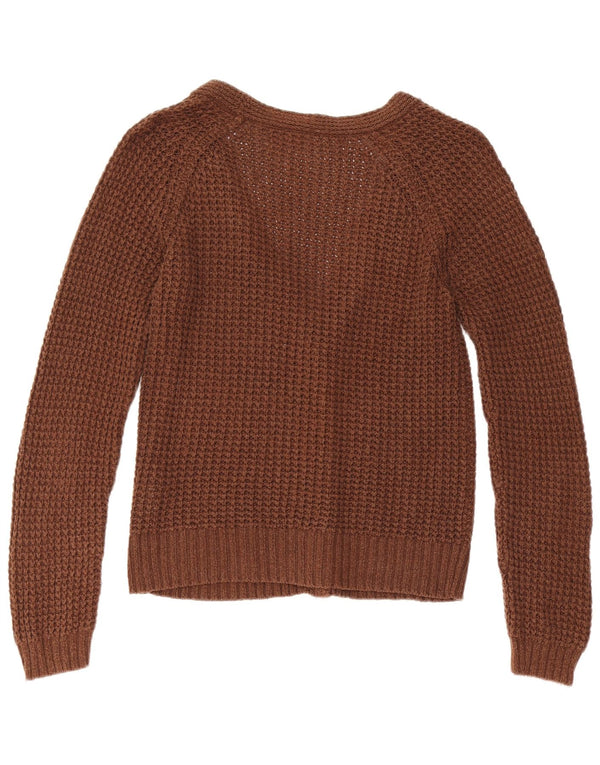 Zara Cardigan Femme Pull UK 12 Coton Marron Moyen