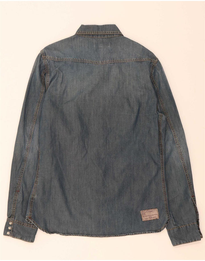 GAUDI Mens Denim Shirt Medium Blue Cotton