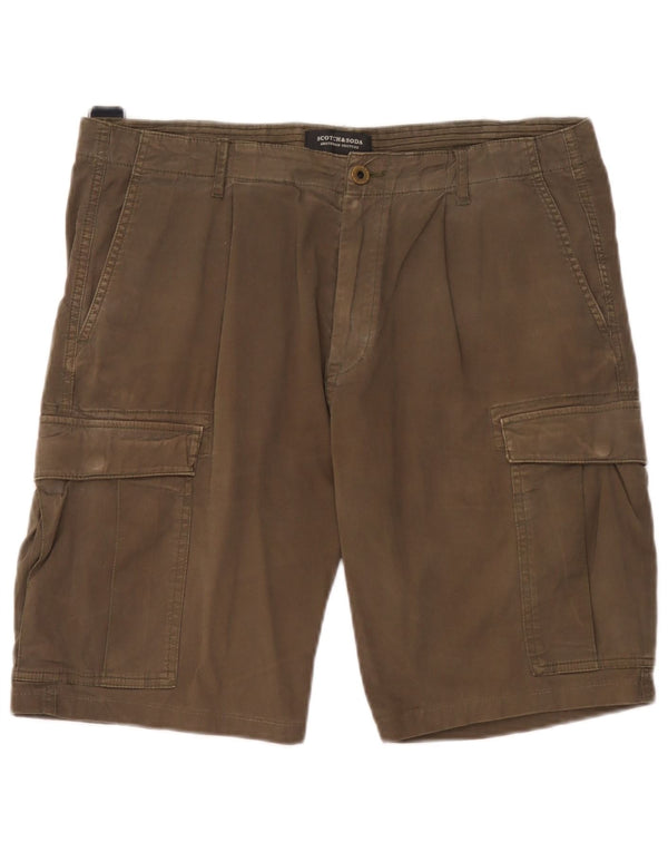 Scotch & Soda Mens Pegged Cargo Shorts W34 Large Khaki Cotton