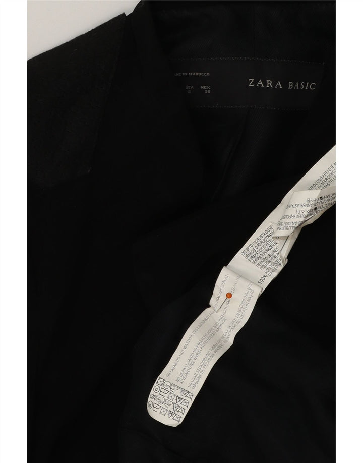Giacca blazer aperta lunga da donna ZARA UK 10 piccola acetato nero