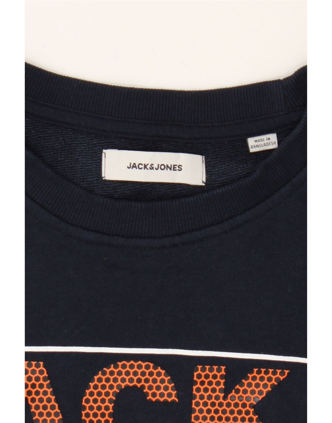 JACK & JONES Mens Graphic Sweatshirt Jumper Medium Navy Blue Cotton Vintage Jack & Jones and Second-Hand Jack & Jones from Messina Hembry 