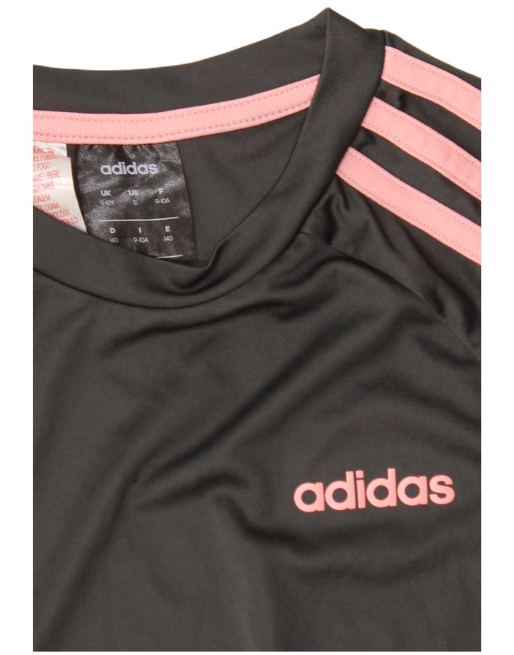 ADIDAS Girls T-Shirt Top 9-10 Years Grey Polyester