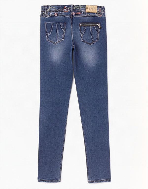 Desigual Womens Skinny Jeans W32 L32 Blue Floral