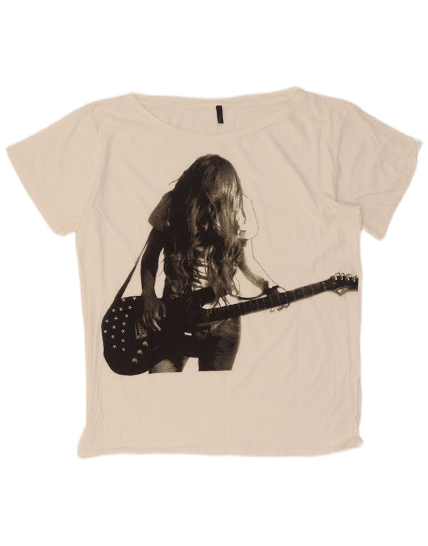 Benetton Womens Graphic T-Shirt Top UK 18 XL White