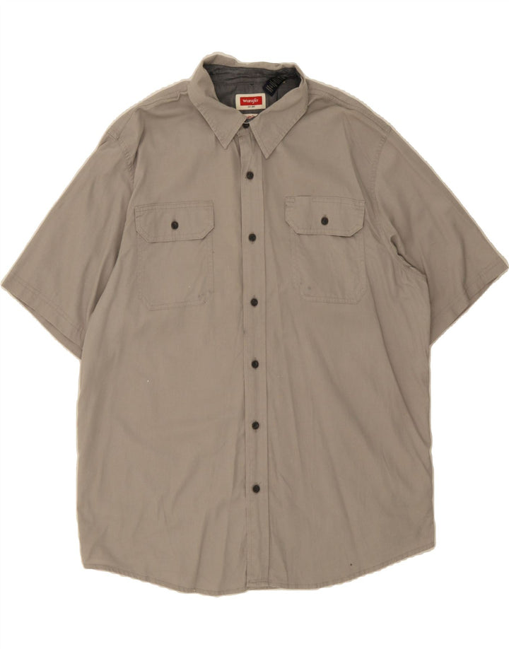 WRANGLER Mens Short Sleeve Shirt Large Grey Cotton Vintage Wrangler and Second-Hand Wrangler from Messina Hembry 