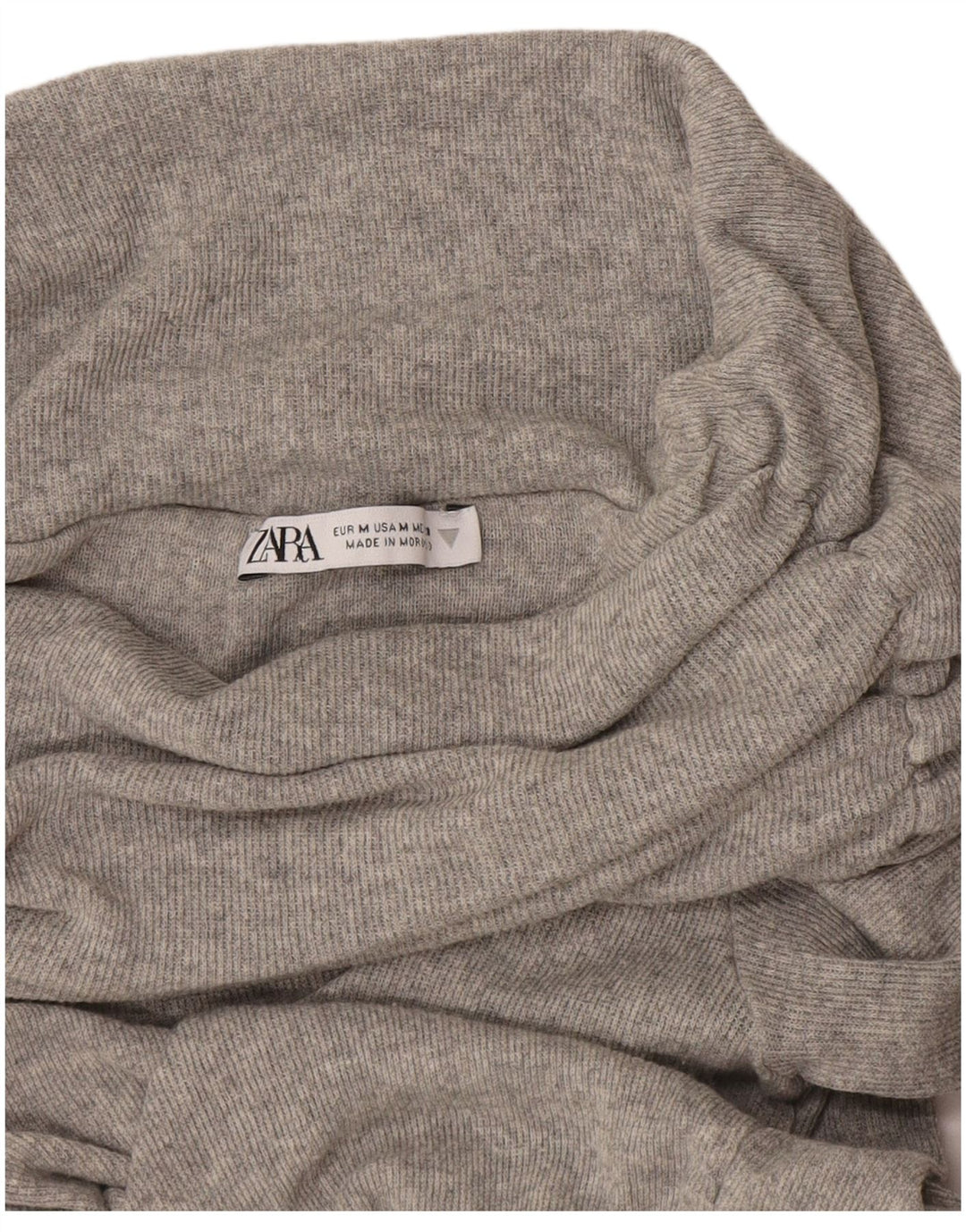 Zara Womens Roll Neck Top Long Sleeve UK 12 Medium Grey Flecked