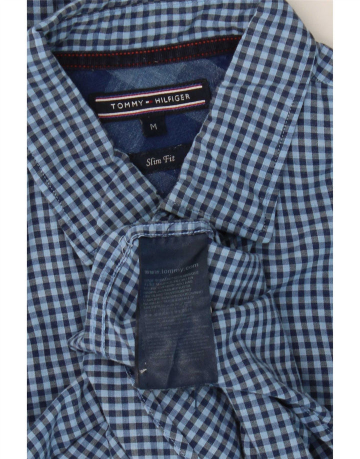 Tommy Hilfiger Mens Slim Fit Shirt Medium Blue Gingham Cotton