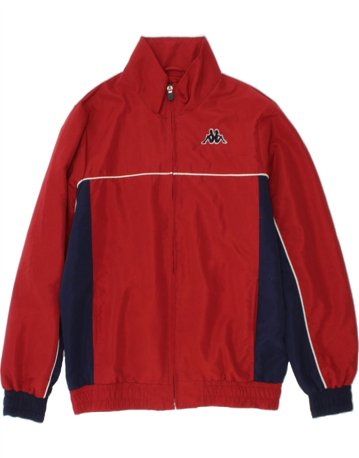 KAPPA Boys Tracksuit Top Jacket 11-12 Years Red Colourblock Polyester Vintage Kappa and Second-Hand Kappa from Messina Hembry 