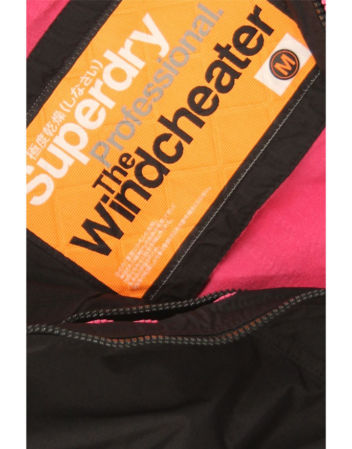 Superdry Womens Graphic Windbreaker Jacket UK 14 Medium Black
